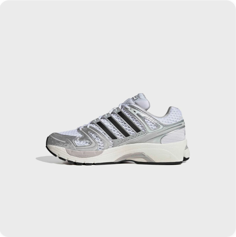 adidas Retro Running-Style Sneakers – White, Silver & Black