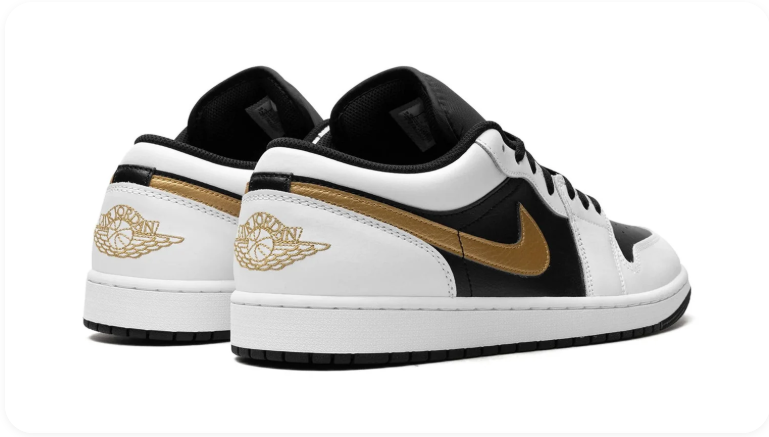 Air Jordan 1 Low-Top Sneakers – White, Black & Metallic Gold