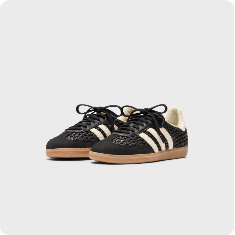 adidas Woven-Look Low-Top Sneakers – Black, Cream & Gum