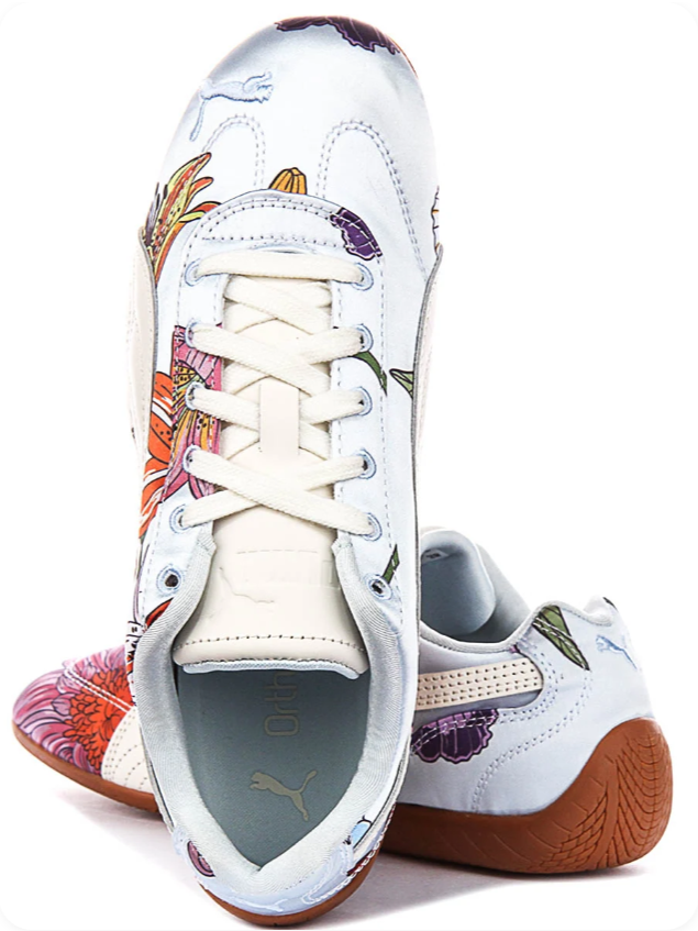 PUMA Floral-Print Low-Top Sneakers – White & Multicolor with Gum Sole
