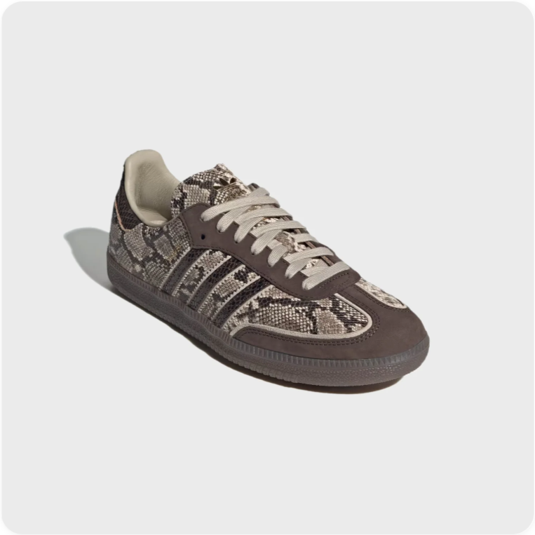 adidas Snakeskin-Print Low-Top Sneakers – Taupe & Dark Brown